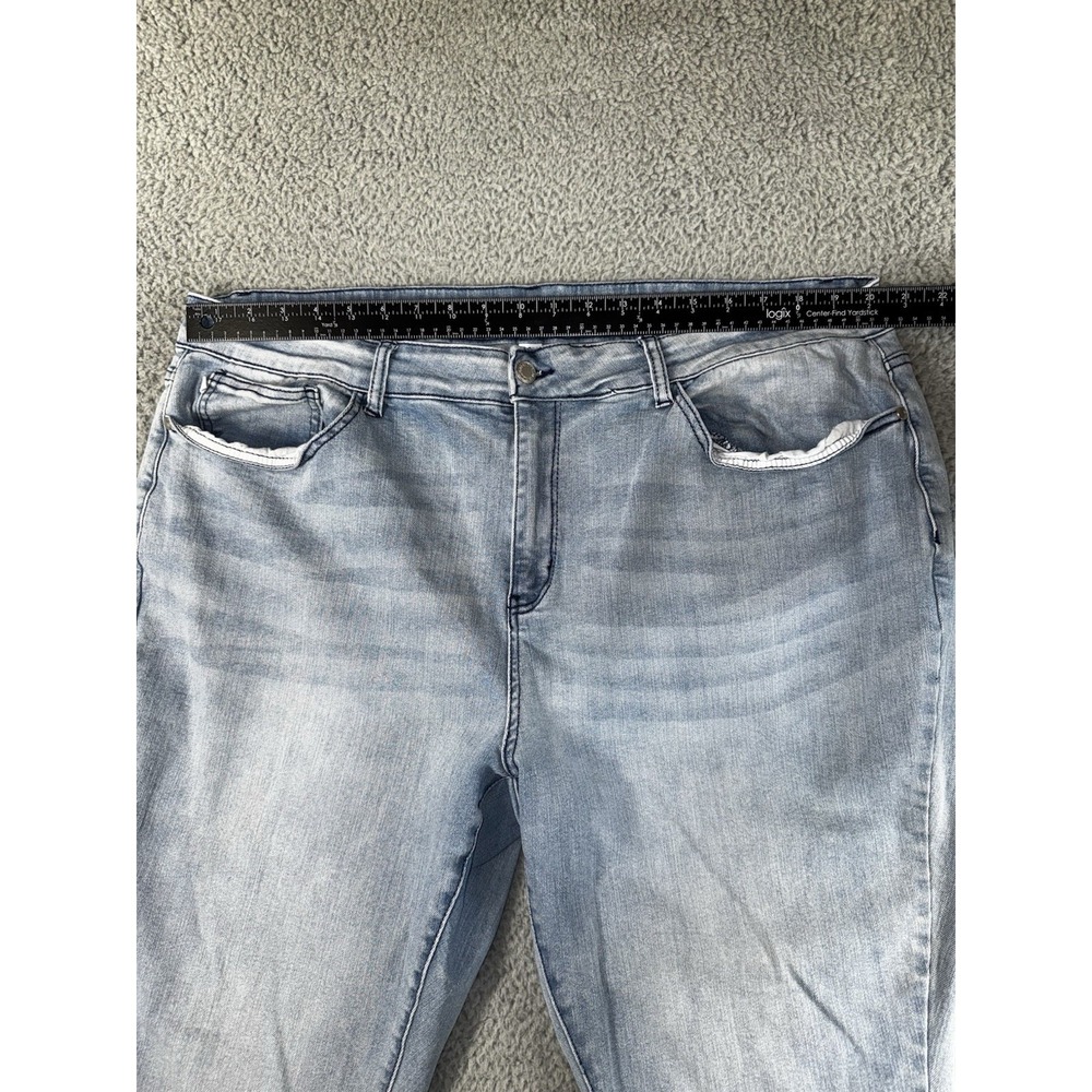 Judy Blue Jeans Women 24w Skinny Fit Fringe Raw Hem Light Wash Denim Pants - Picture 4 of 12